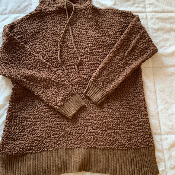 Zenana Premium Popcorn Hooded Sweatshirt In Mocha - Picture 5 of 8